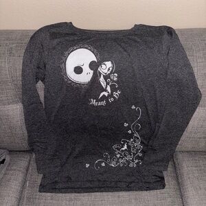 Gray Long Sleeve Shirt with Nightmare Before Christmas Graphic